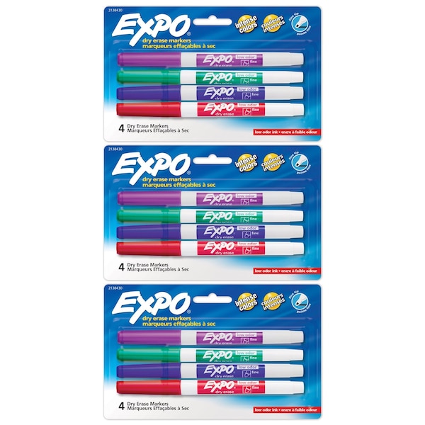 Dry Erase Markers, Whiteboard Markers with Low Odor Ink, Fine Tip, Assorted Vibrant Colors, 12PK